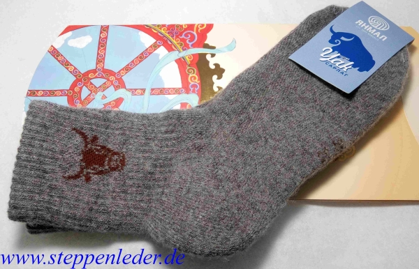 Socken aus YAK-Wolle Größe 37-39 in Top-Qualität; grau